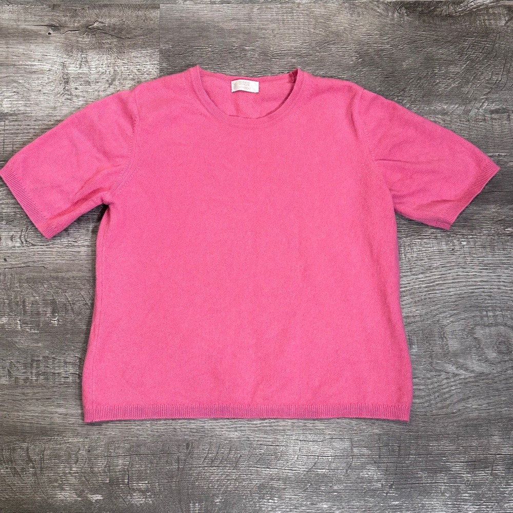 Marks & Spencer Pink Cashmere Short Sleeve Sweater UK 14 Strawberry T38 02762